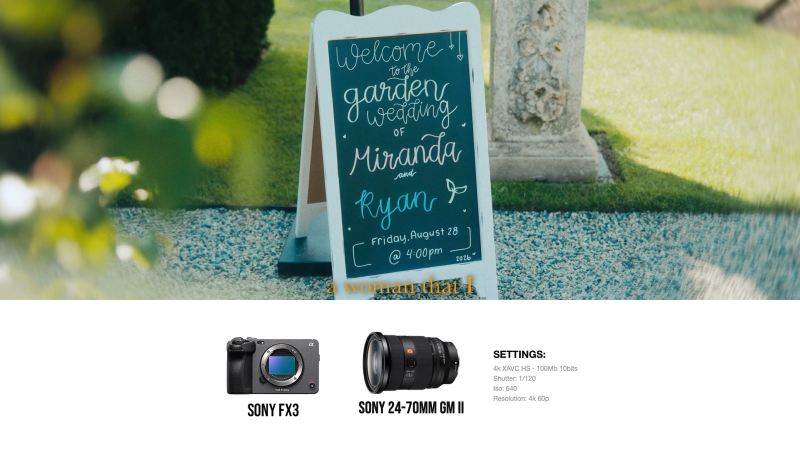 Frame and camera settings from Miranda & Ryan