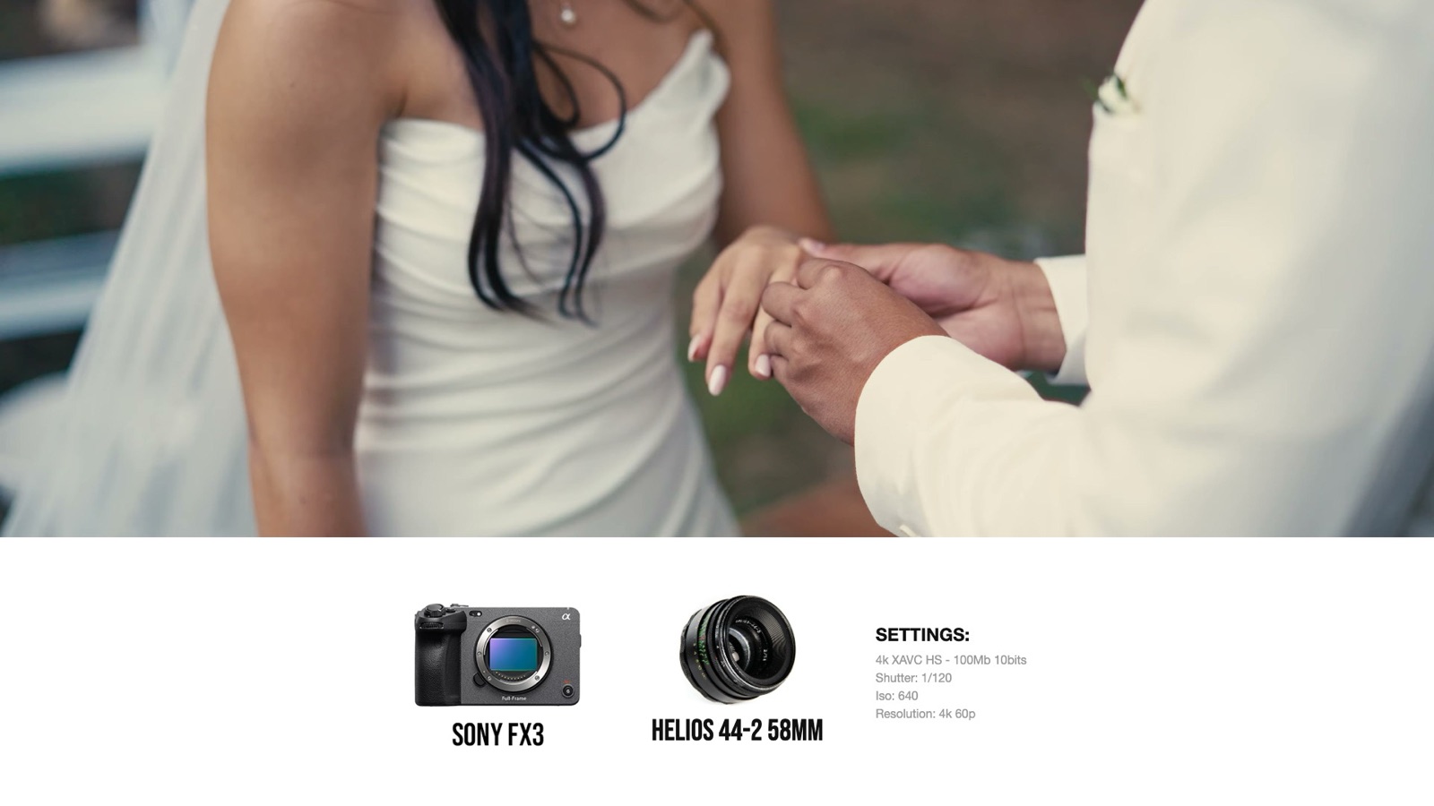 Frame and camera settings from Wedding Highlights